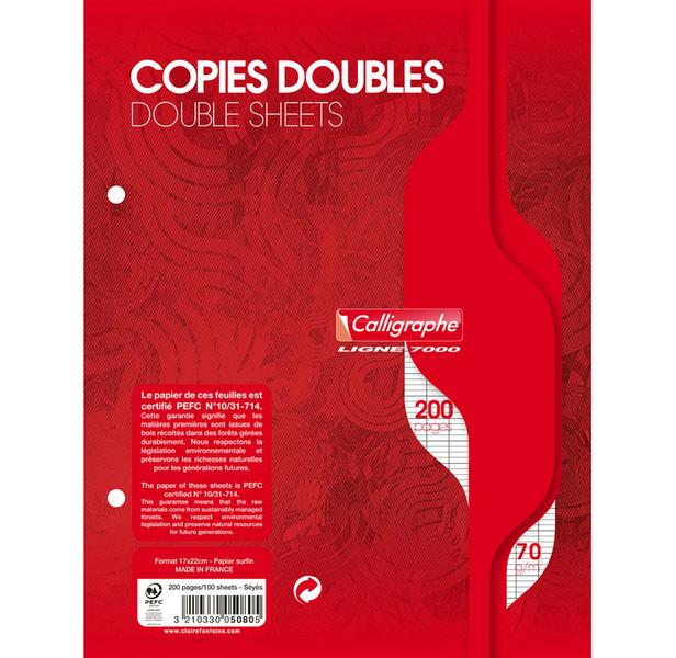 Etui de 50 Copies doubles (200 Pages) Perforées 17x22 200p séyès