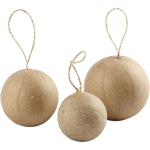 Boules de Noël en papier mâché - 4 à 6 cm - 6 pcs