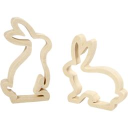 Lapin De Pâques en bois - 14 x 13 cm - 2 pcs