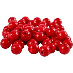 Perles en bois - Rouge  - 10 mm - 70 pcs