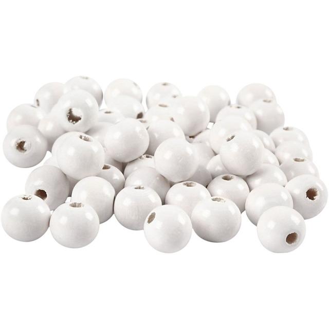 Perles en bois - Blanc - 10 mm - 70 pcs