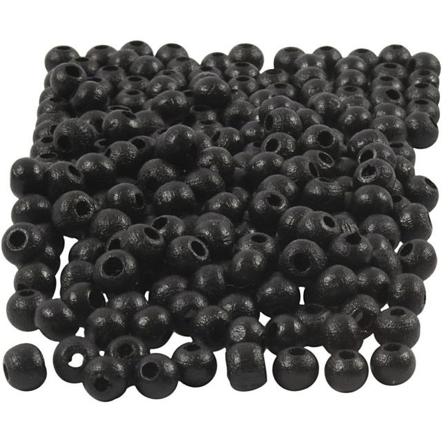 Assortiment de perles en bois 5 mm - Noir - 150 pcs