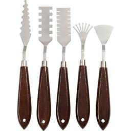 Set de couteaux à peindre crantés - Inox et bois - 5 pcs