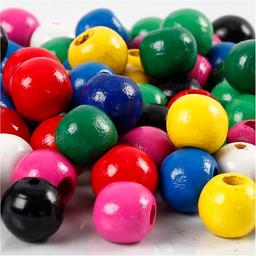 Mélange de perles en bois - Multicolore - 10 mm - 70 pcs environ