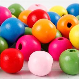 Mélange de perles en bois - Multicolore - 12 mm - 40 pcs environ