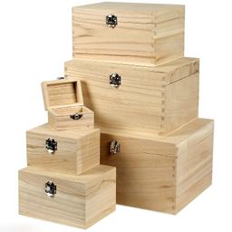 Set de boîtes en bois à décorer - 8 x 6 cm à 28 x 21 cm - 6 pcs