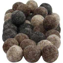 Boules en laine feutrées - Naturel - 20 mm - 64 pcs