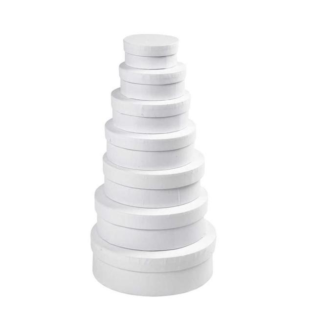 Assortiment de boîtes rondes en carton blanc - 8,5 à 21,5 cm - 7