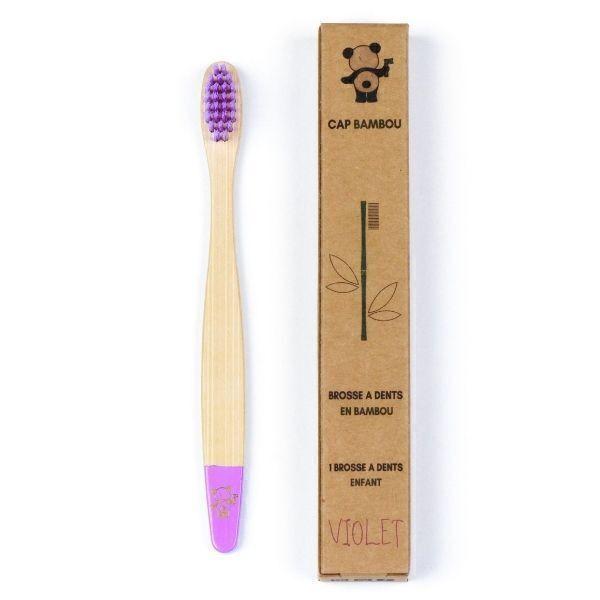 Brosse à dents enfant en bambou Violet