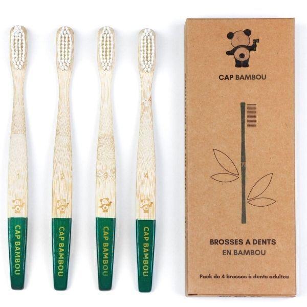 Brosses à dents adulte en bambou x4 SOUPLE