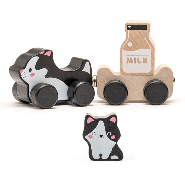 Jouet à Pousser Chat et Chaton Malins Cubika® - Jouets en bois