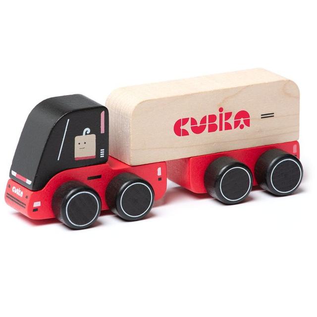 Jouet Camion Truck Container en bois rouge et noir