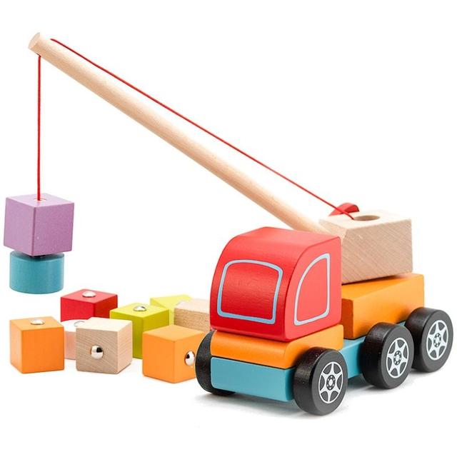 Jouets Camion Grue aimanté en bois Cubika® - Jouets chantier