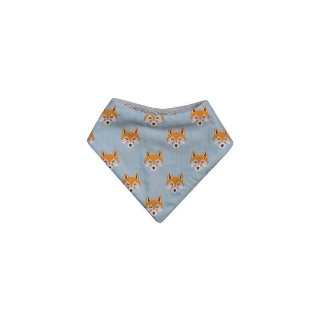 Mini bavoir dentition bandana renards bleu céladon