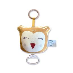 Mini coussin musical nomade Hibou jaune moutarde Mistral gagnant