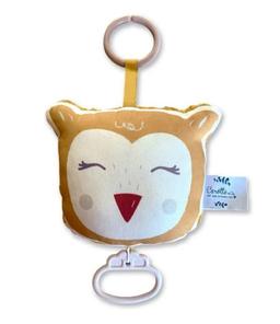 Mini coussin musical nomade Hibou jaune moutarde Hey jude