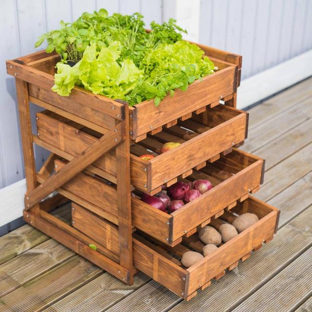 Rangement 4 tiroirs en bois - légumier & fruitier