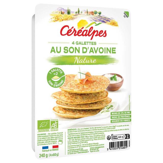 Galettes son d'avoine nature 4x60g