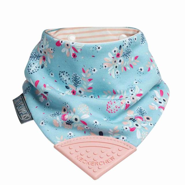 Bavoir bandana avec embout de dentition, Fleurs