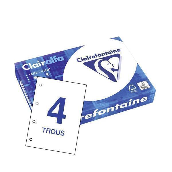 Ramette 500 Feuilles A4 perforées 80g/m²  Certifié PEFC Blanc x5