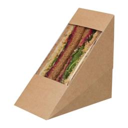 Lot de 500 boîtes Sandwich Triangle Kraft Compostable avec Fenêt