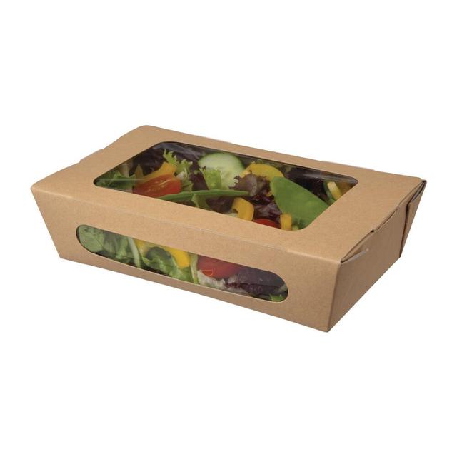 Lot de 200 barquettes à Salade Kraft Recyclable avec Fenêtre 200