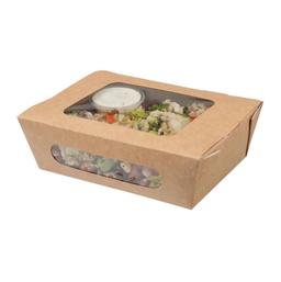 Lot de 200 Barquettes à Salade Kraft Recyclable avec Fenêtre - C