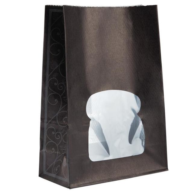 Lot de 250 sacs Sandwich en Papier Recyclable Noir avec Fenêtre