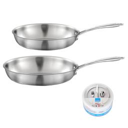 Gourmet - Lot de 2 poêles inox 24 et 28cm, 1 pierre d'argent®