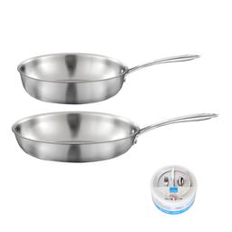 Gourmet - Lot 1 poêle inox 28cm, 1 sauteuse inox 24cm, 1 pierre