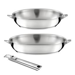 Eclipse - Lot de 2 poêles 24-28cm inox finition miroir + 1 poig