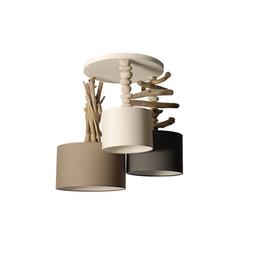 Suspension en bois blanc, blanc, taupe et gris