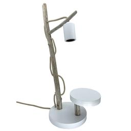 Lampe à poser en bois recyclé blanc