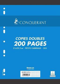 Paquet de 200 Pages Copies Doubles Format A4 Quadrillé 5x5 70g