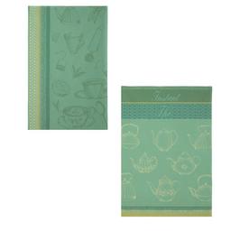 Lot de 2 torchons en coton vert 50x75