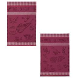 Lot de 2 torchons en coton prune 50x75