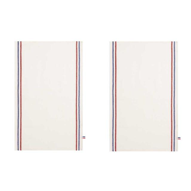 Lot de 2 torchons en pur lin en blanc 65x43