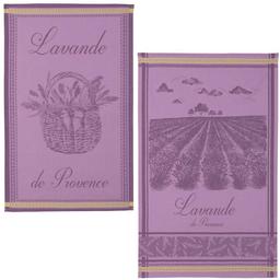 Lot de 2 torchons en jacquard de coton violet 50x75