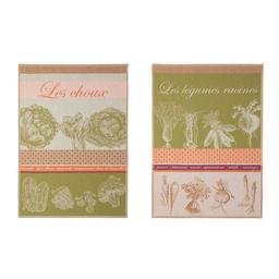 Lot de 2 torchons en jacquard pur coton vert 50x75