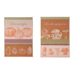 Lot de 2 torchons en jacquard pur coton orange 50x75