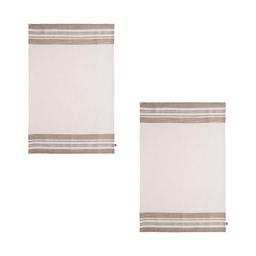 Lot de 2 torchons unis en lin beige 50x75