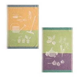 Lot de 2 torchons imprimés en jacquard de coton 50x75