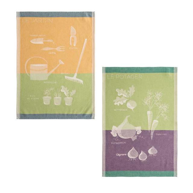 Lot de 2 torchons imprimés en jacquard de coton 50x75