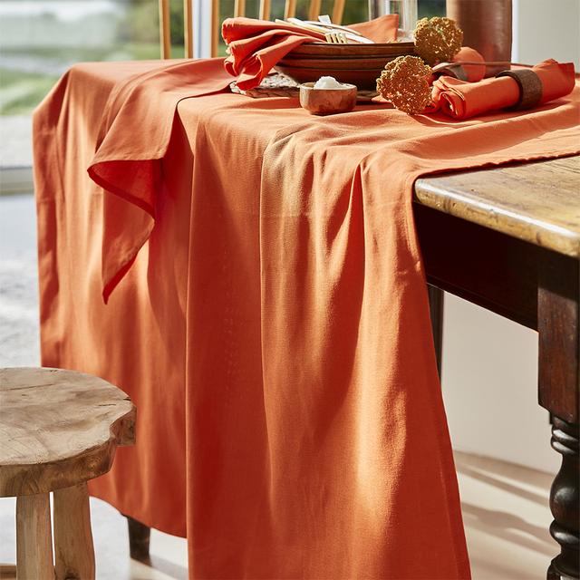 Nappe rectangulaire unie en coton orange 150x190