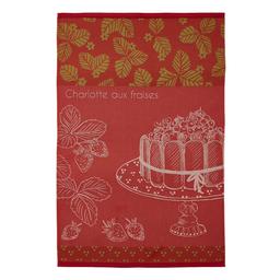 Torchon imprimé en jacquard de coton rouge 50x75