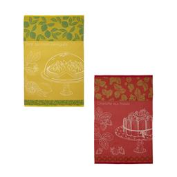 Lot de 2 torchons en jacquard de coton rouge 50x75