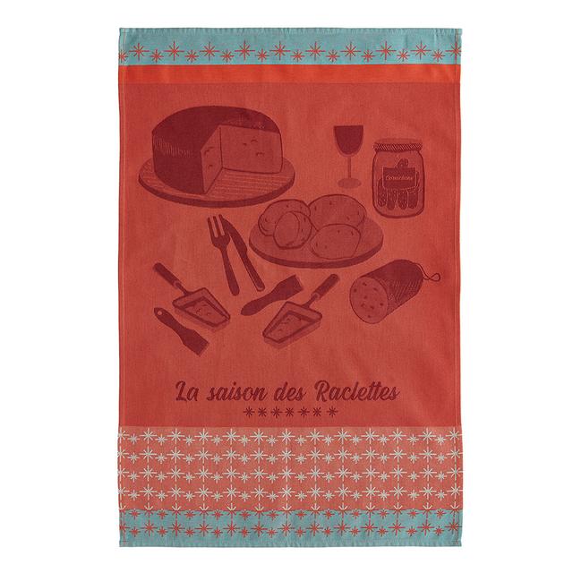 Torchon imprimé en jacquard de coton rouge 50x75cm