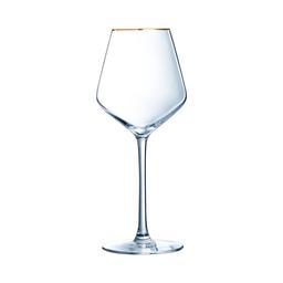 4 verres à pied 38cl bord or