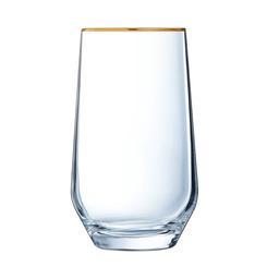 4 verres à eau 40cl bord or