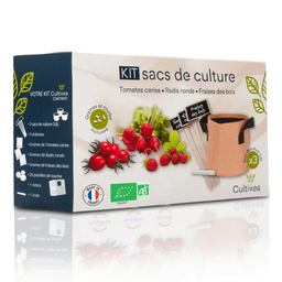 Kit sacs de culture BIO* (Graines Tomate, Fraise, Radis)